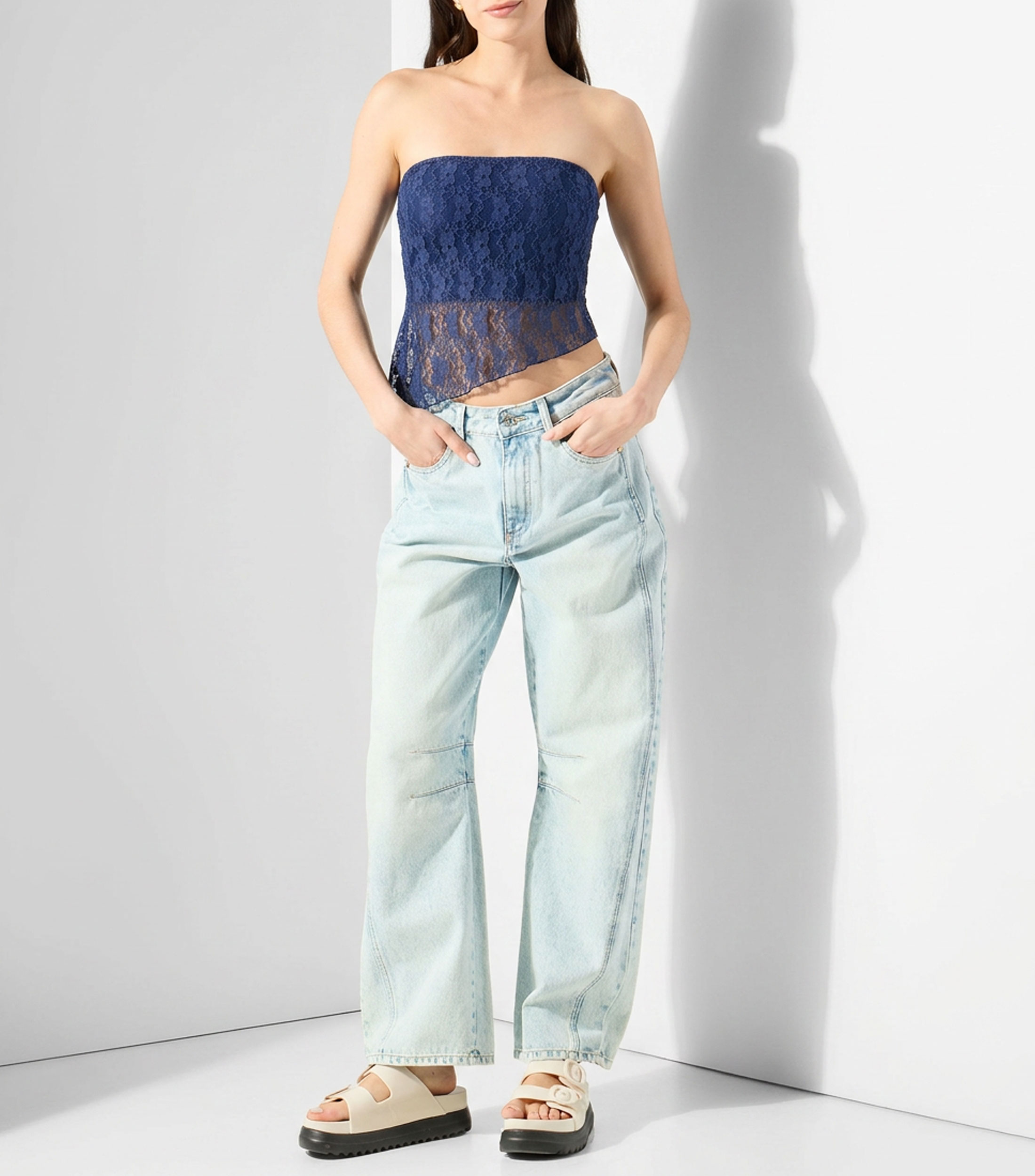 Top cuello strapless sin mangas fantasía Mujer